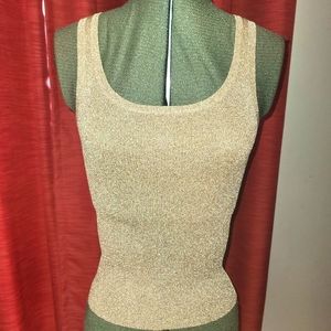 Theory Gold Metallic Scoop Neck Tank